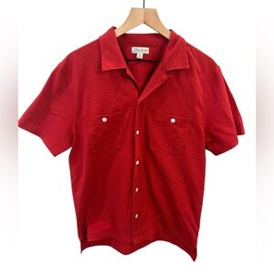 J.Crew Knit Goods Short Sleeve Button-Up Shirt – Men’s Medium – Red Textured